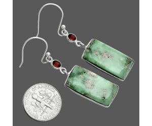 Utah Variscite and Garnet Earrings SDE88719 E-1002, 11x22 mm