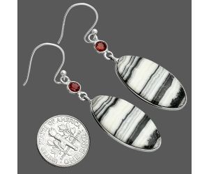 Prairie Agate and Garnet Earrings SDE88720 E-1002, 13x26 mm