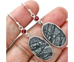 Picasso Jasper and Garnet Earrings SDE88731 E-1002, 15x23 mm