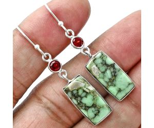 Utah Variscite and Garnet Earrings SDE88734 E-1002, 9x18 mm