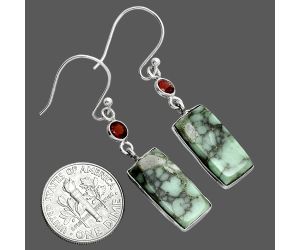 Utah Variscite and Garnet Earrings SDE88734 E-1002, 9x18 mm