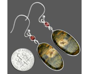 Eclipse and Garnet Earrings SDE88738 E-1002, 13x24 mm