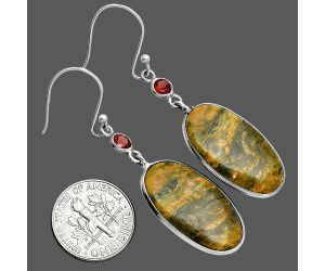 Eclipse and Garnet Earrings SDE88740 E-1002, 13x24 mm