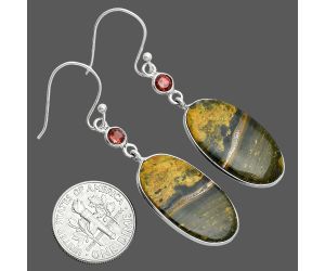 Eclipse and Garnet Earrings SDE88742 E-1002, 13x24 mm