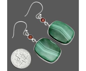 Malachite Eye and Garnet Earrings SDE88744 E-1002, 18x22 mm