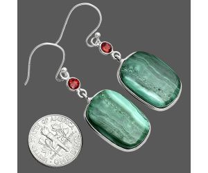 Malachite Eye and Garnet Earrings SDE88745 E-1002, 14x21 mm