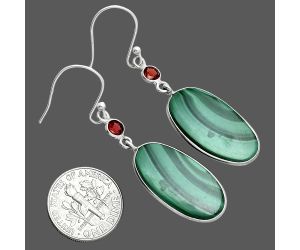 Malachite Eye and Garnet Earrings SDE88746 E-1002, 12x24 mm