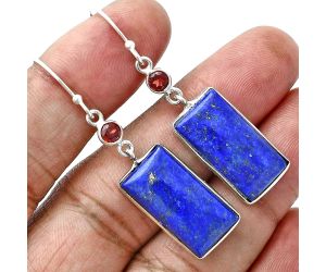 Lapis Lazuli and Garnet Earrings SDE88747 E-1002, 11x20 mm