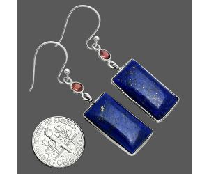 Lapis Lazuli and Garnet Earrings SDE88747 E-1002, 11x20 mm