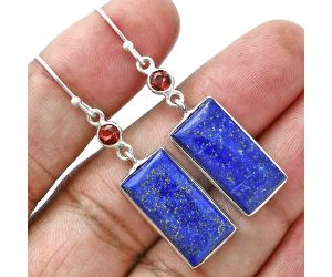 Lapis Lazuli and Garnet Earrings SDE88748 E-1002, 10x20 mm