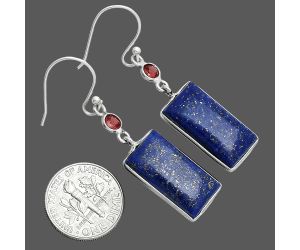 Lapis Lazuli and Garnet Earrings SDE88748 E-1002, 10x20 mm