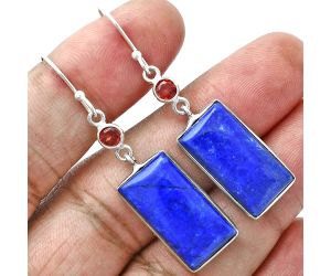 Lapis Lazuli and Garnet Earrings SDE88749 E-1002, 11x20 mm