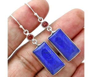 Lapis Lazuli and Garnet Earrings SDE88750 E-1002, 10x20 mm