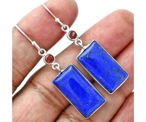 Lapis Lazuli and Garnet Earrings SDE88751 E-1002, 11x21 mm