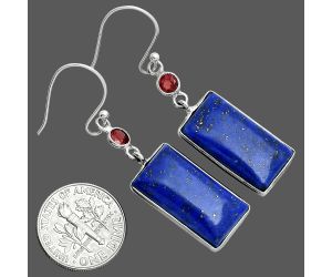 Lapis Lazuli and Garnet Earrings SDE88751 E-1002, 11x21 mm