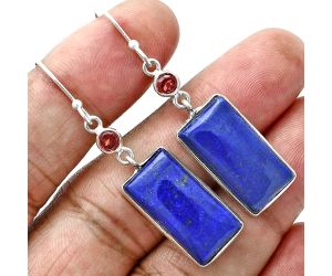 Lapis Lazuli and Garnet Earrings SDE88752 E-1002, 11x20 mm