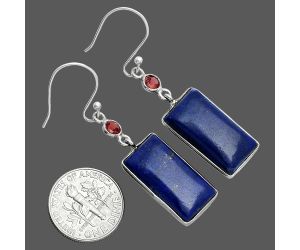 Lapis Lazuli and Garnet Earrings SDE88752 E-1002, 11x20 mm