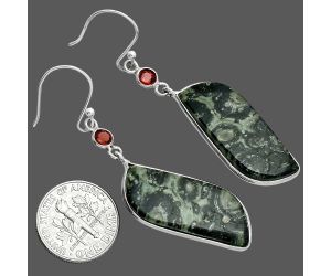 Star Galaxy Jasper and Garnet Earrings SDE88755 E-1002, 12x30 mm