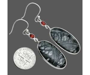 Picasso Jasper and Garnet Earrings SDE88756 E-1002, 13x27 mm