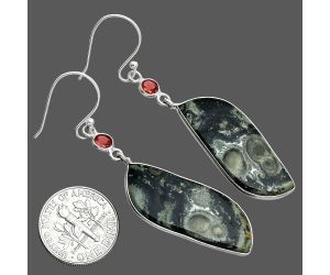 Star Galaxy Jasper and Garnet Earrings SDE88757 E-1002, 12x32 mm