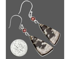 Outback Jasper and Garnet Earrings SDE88758 E-1002, 14x27 mm