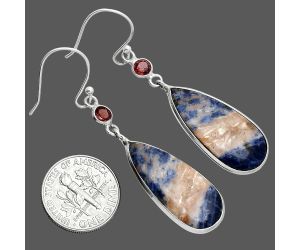 Orange Sodalite and Garnet Earrings SDE88763 E-1002, 12x26 mm