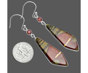 Australian Imperial Jasper and Garnet Earrings SDE88766 E-1002, 13x33 mm