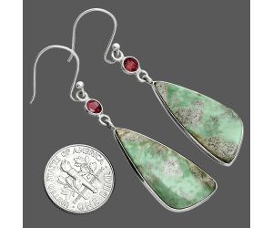 Utah Variscite and Garnet Earrings SDE88768 E-1002, 13x28 mm