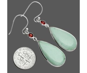 Utah Variscite and Garnet Earrings SDE88769 E-1002, 13x25 mm