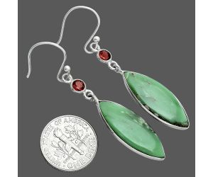 Utah Variscite and Garnet Earrings SDE88770 E-1002, 10x25 mm