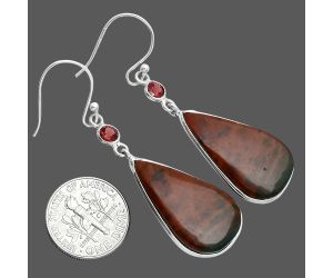 Blood Stone and Garnet Earrings SDE88773 E-1002, 15x26 mm