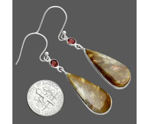 Bat Cave Jasper and Garnet Earrings SDE88774 E-1002, 11x26 mm