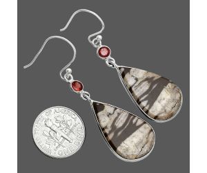 Outback Jasper and Garnet Earrings SDE88778 E-1002, 15x24 mm