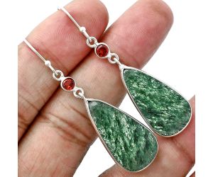 Green Aventurine and Garnet Earrings SDE88779 E-1002, 14x27 mm