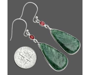 Green Aventurine and Garnet Earrings SDE88779 E-1002, 14x27 mm