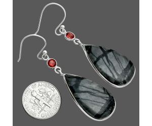 Picasso Jasper and Garnet Earrings SDE88786 E-1002, 14x27 mm