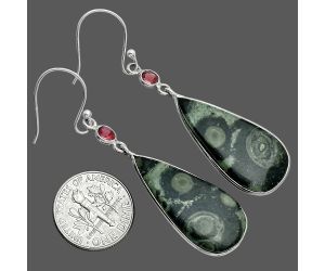 Star Galaxy Jasper and Garnet Earrings SDE88787 E-1002, 13x29 mm