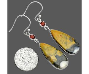 Eclipse and Garnet Earrings SDE88789 E-1002, 12x25 mm