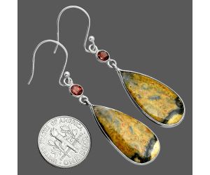 Eclipse and Garnet Earrings SDE88791 E-1002, 12x26 mm