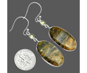 Eclipse and Peridot Earrings SDE88793 E-1002, 14x25 mm