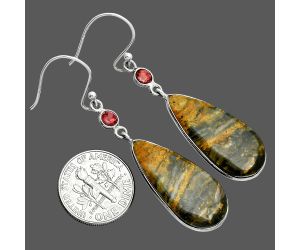 Eclipse and Garnet Earrings SDE88797 E-1002, 12x27 mm