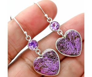 Purpurite and Amethyst Earrings SDE88800 E-1002, 17x17 mm