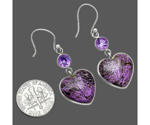 Purpurite and Amethyst Earrings SDE88800 E-1002, 17x17 mm