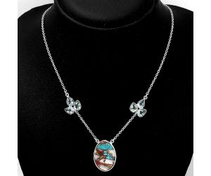 Natural Multi Copper Turquoise & Sky Blue Topaz Necklace SDN1298 N-1002, 16x22 mm