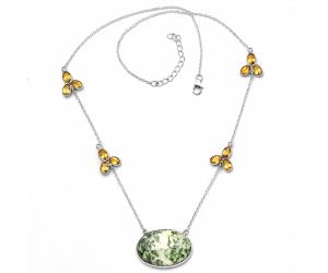 Dioptase and Citrine Necklace SDN1683 N-1004, 18x27 mm