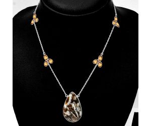 Wild Horse Jasper and Citrine Necklace SDN1684 N-1004, 20x32 mm