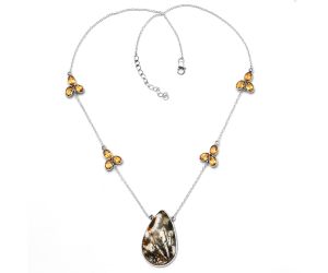 Wild Horse Jasper and Citrine Necklace SDN1684 N-1004, 20x32 mm