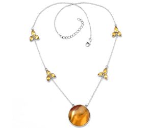 Red Mookaite and Citrine Necklace SDN1690 N-1004, 23x23 mm