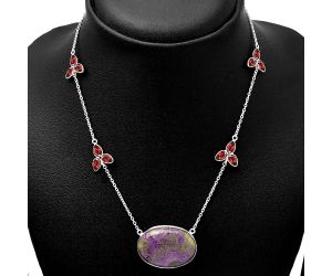 Purpurite and Garnet Necklace SDN1701 N-1004, 20x28 mm