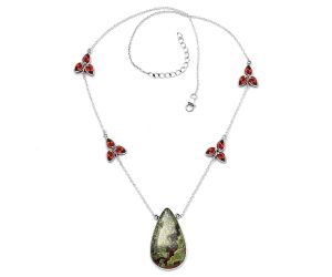 Dragon Blood Stone and Garnet Necklace SDN1708 N-1004, 19x32 mm